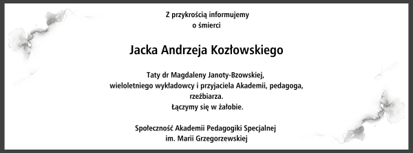 nekrolog Jacka Andrzeja Kozłowskiego