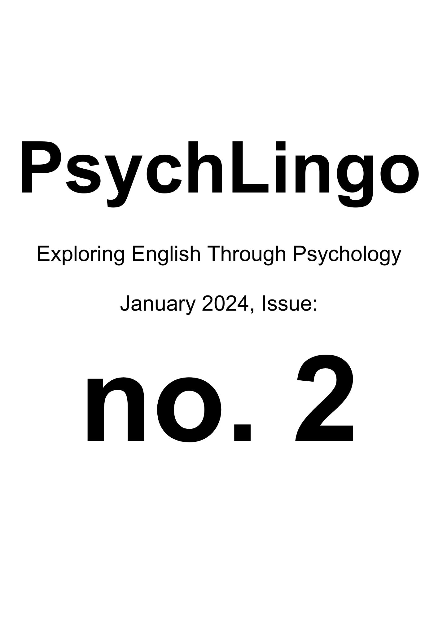 Psychlingo January 2024 Issue no. 1