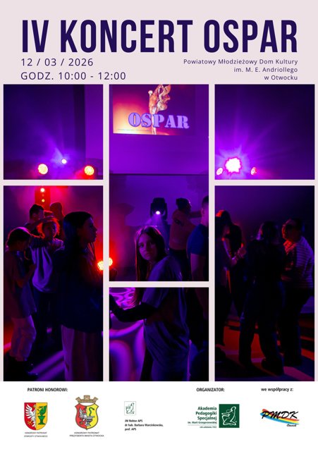 plakat do IV koncertu OSPAR, 12/03/2026, godz. 10:00-12:00, Powiatowy Dom Kultury im. M. E. Andriollego w Otwocku