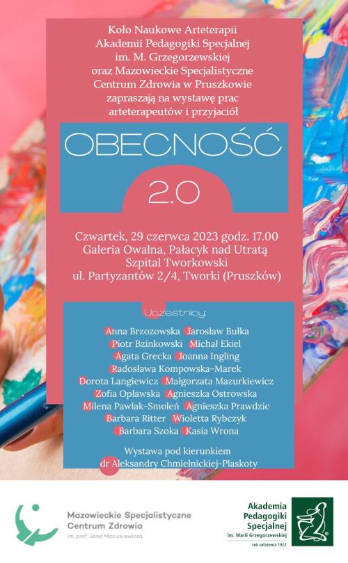 plakat informujący o wystawie OBECNOŚĆ 2.0 w Pruszkowie
