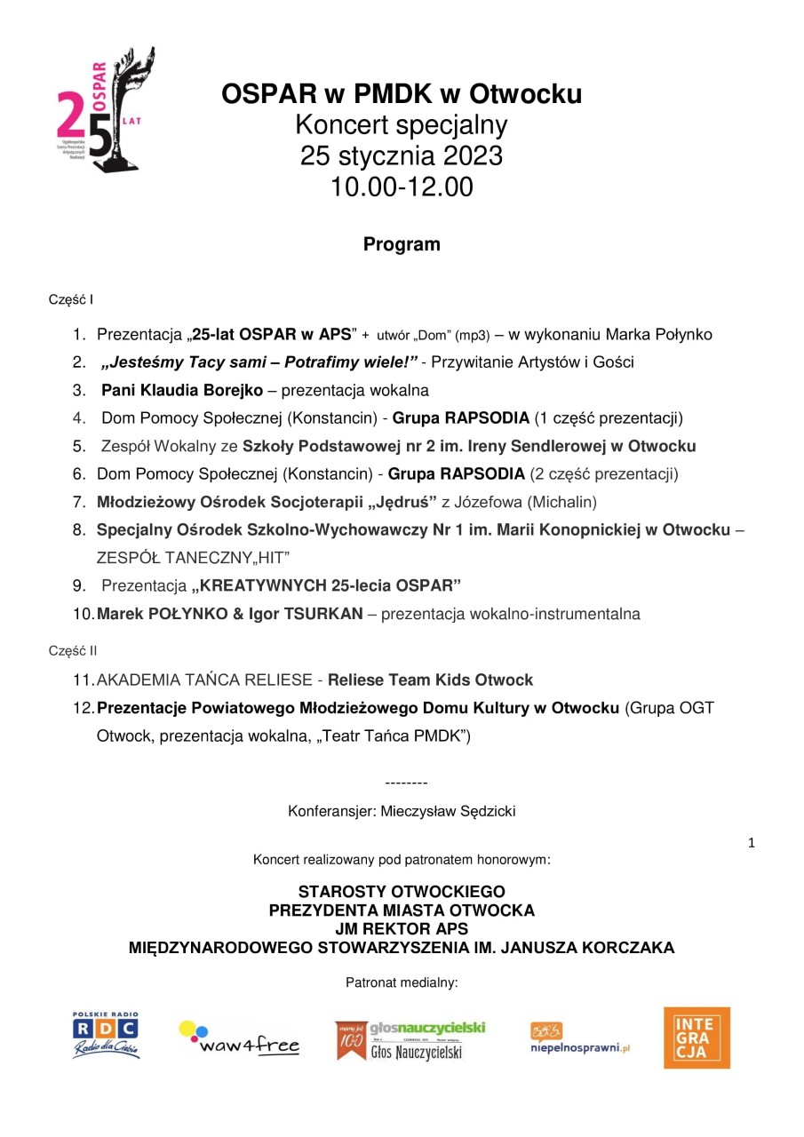 program koncertu w Otwocku