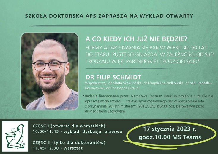 plakat wykład otwarty Szkoła Doktorska APS