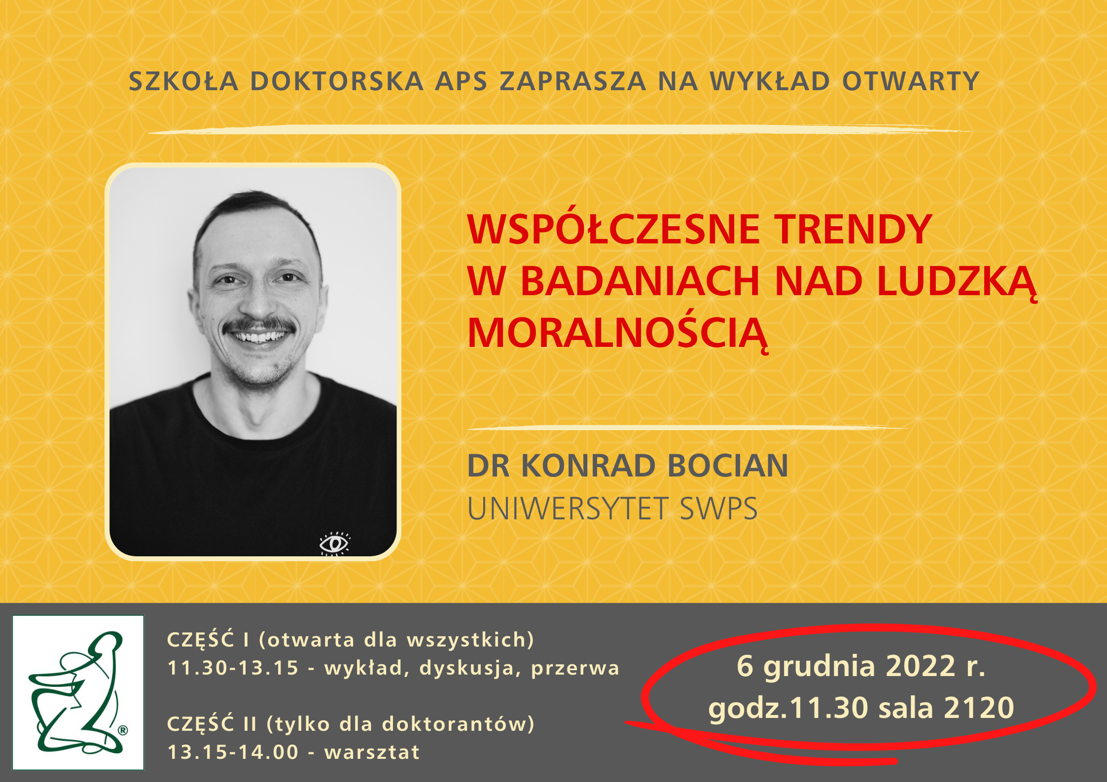 plakat wykład otwarty Szkoły Doktorskiej APS