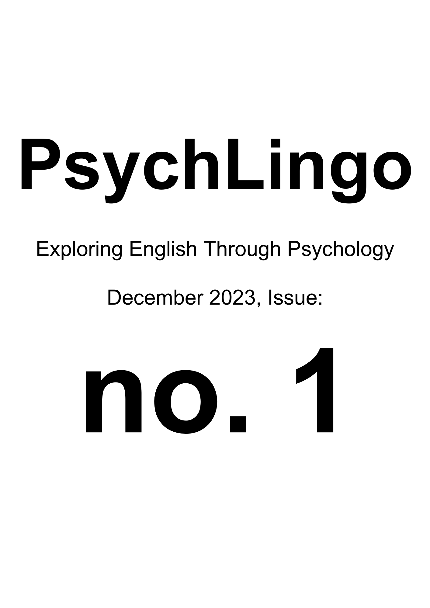 Psychlingo December 2023 Issue no. 1